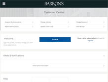 Tablet Screenshot of customercenter.barrons.com